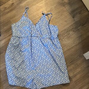 Blue and White Floral Romper
